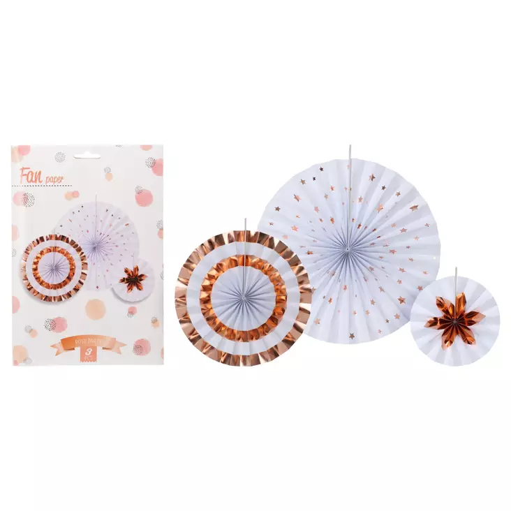 Paperikoriste 3kpl rosegold - Juhlakoristeet - 8720573570237 - 1