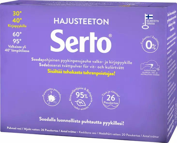 Pyykinpesujauhe Serto Hajusteeton 890g - Pyykinpesu- ja huuhteluaineet - 6417964578997 - 1