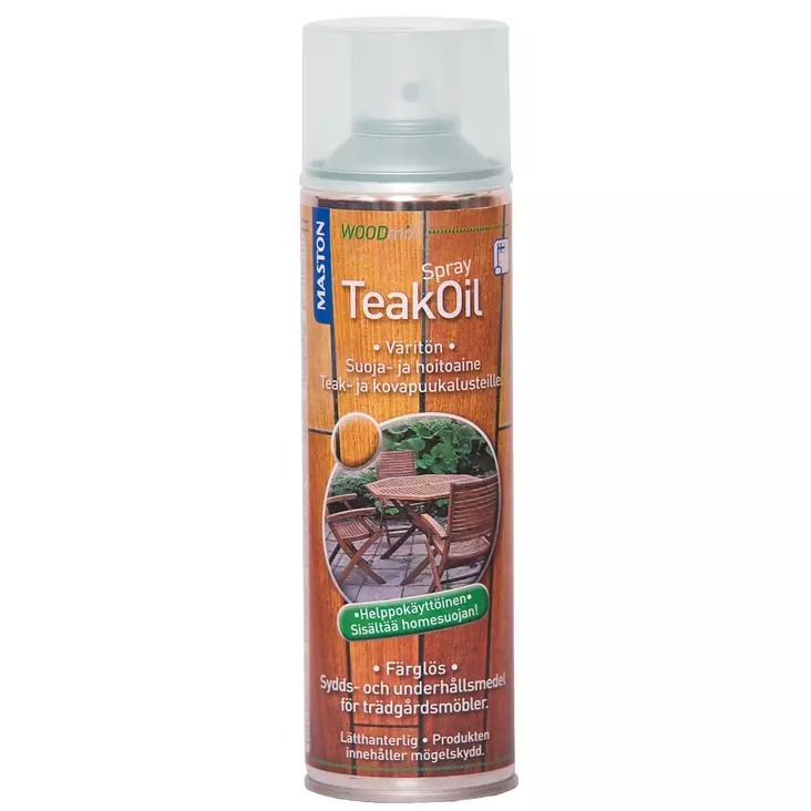 Teak oil spray Maston 500 ml v=C3=A4rit=C3=B6n - Spraymaalit - 6412490005467 - 1