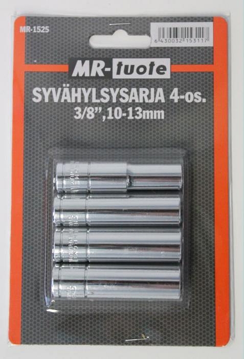 Syv=C3=A4hylsysarja 4-osainen 3/8" - Hylsysarjat - 6430032153117 - 1