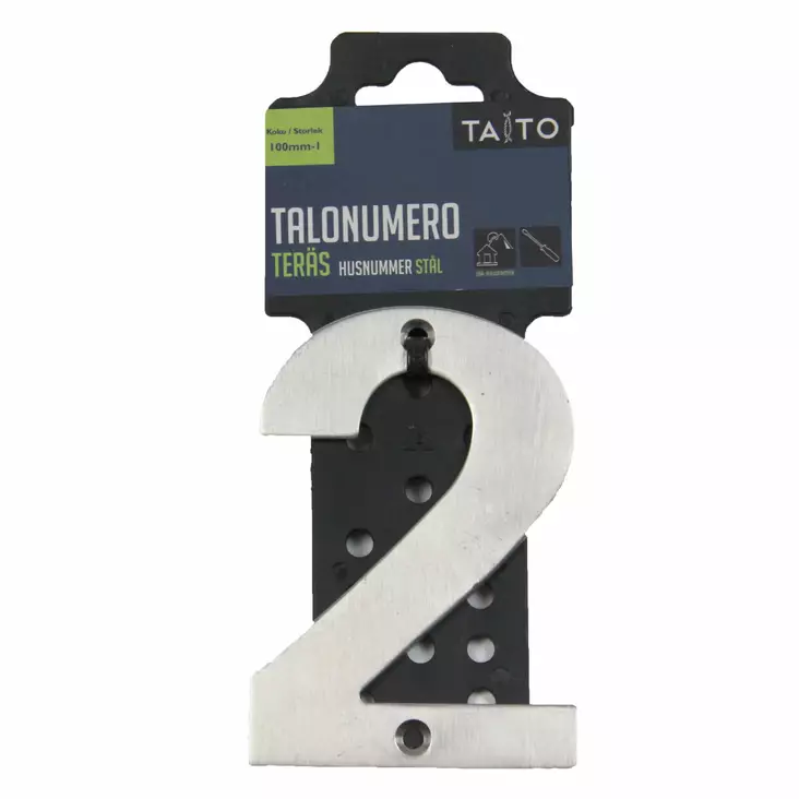 Talonumero 2 100 mm harjattu ter=C3=A4spinta - Postilaatikot ja talonumerot - 6416096238717 - 1
