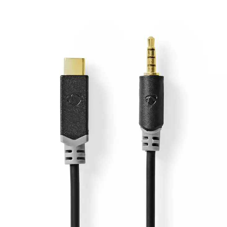 USB-C Sovitin | USB 2.0 | USB-C Uros | 3.5 mm uros | 1.00 m | Pyöreä | Kullattu | PVC | Musta | Laatikko - Tietokone ja verkko - 5412810406807 - 1