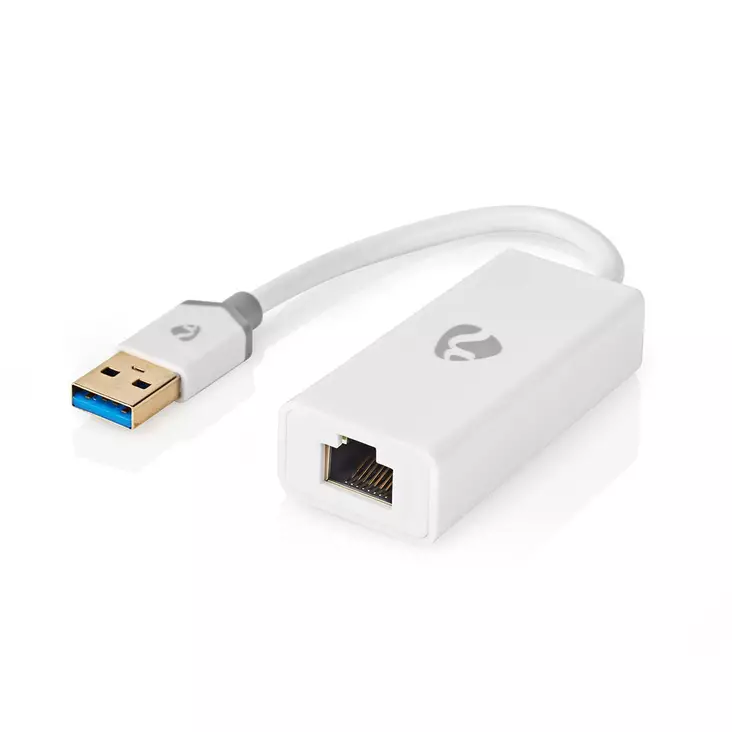 USB-verkkosovitin | USB 3.2 Gen 1 | 1 Gbps | USB-A Uros | RJ45 Naaras | 0.20 m | Pyöreä | Kullattu | Puhdas kupari | Valkoinen | Laatikko - Tietokone ja verkko - 5412810336067 - 1