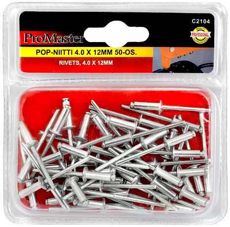 Vetoniittisarja 4.0 x 12mm 50kpl - Niitit - 6420286821047 - 1