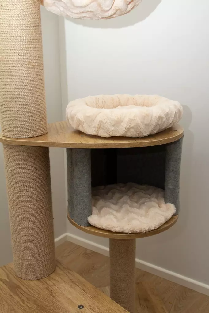 Viksu kissan kiipeilypuu beige, 3 petiä ja pesä 178cm - Kiipeilypuut ja raapimatolpat - 6417783170907 - 1