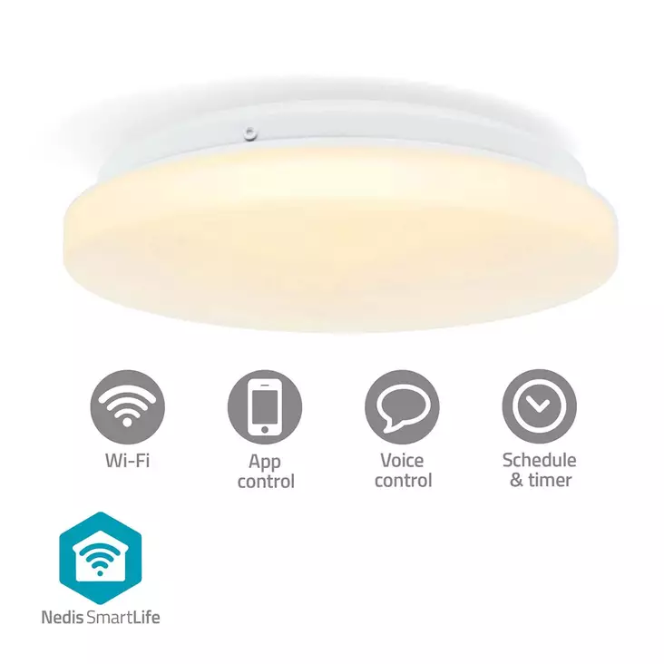 SmartLife Kattovalo | Lämpimästä kylmään valkoiseen / RGB | Pyöreä | Halkaisija: 260 mm | 1820 lm | 2700 - 6500 K | IP44 | Android / IOS - Valaisimet - 5412810454297 - 1