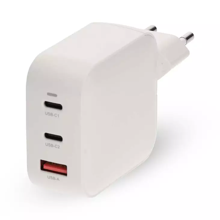 Seinälaturi | 100 W | GaN | PD3.0 | 2.5 / 3.0 / 5.0 A | Lähtöliitäntöjen määrä: 3 | USB-A / 2x USB-C | Automaattinen Jännitteen Valinta | Valkoinen - Verkkolaturit - 5412810470167 - 1