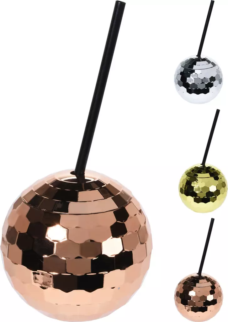 Disco ball -muki juomapillillä 500ml – tyylikäs uv-pinnoitettu juhlamuki kimaltavaan juomahetkeen - Joulun kattaus - 8719202824667 - 1