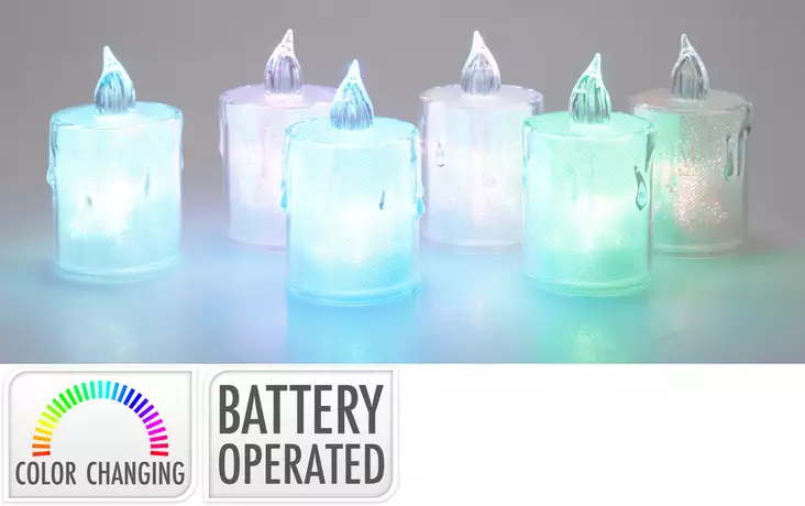 Led kynttilä 8cm rgb väriä vaihtava paristokäyttöinen tunnelmavalo kirkas polypropeeni - Led-kynttilät ja lyhdyt - 8721037621717 - 1