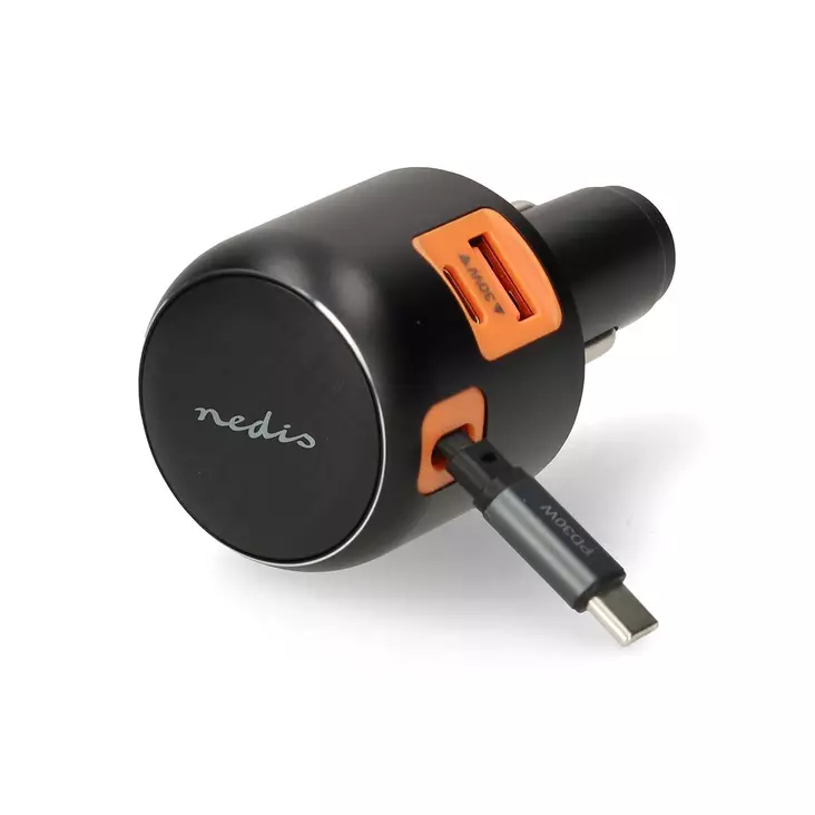 Autolaturi | 60 W | 2.4 / 3.0 A | Lähtöliitäntöjen määrä: 3 | Portin tyyppi: USB-A / USB-C | USB-C sisäänvedettävä kaapeli | 0.70 m | Automaattinen Jännitteen Valinta - Autolaturit - 5412810473687 - 1