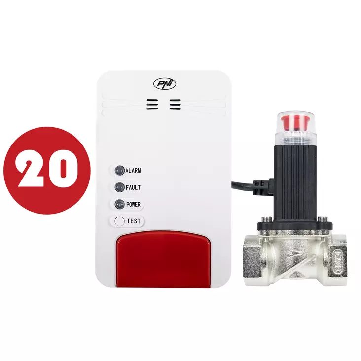 Bax 20 kpl PNI Safe House Dual Gas 250 -sarjalla, jossa on anturit kahdelle kaasutyypille, hiilimonoksidille (CO) ja maakaasulle, sekä 3/4 tuuman solenoidiventtiili - PNI tuotteet - 5949066548277 - 1