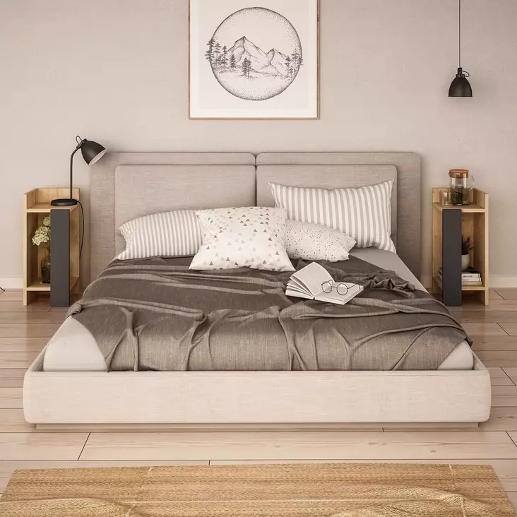 Yöpöytä, tammi antrasiitti, 25 cm leveä, 60 cm korkea, kestävä - Yöpöydät - 8681875274097 - 1