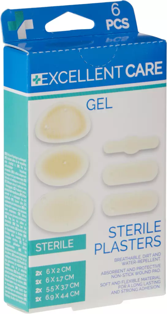 Excellent care geelilaastarisetti 6 kpl, hengittävä ja vedenkestävä - Terveystuotteet - 8721037109017 - 1