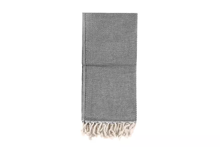 Fouta Rantapyyhe 95x190 cm - Musta Valkoinen, 100% Puuvillaa, Korkea Imukyky, Pehmeä, Konepestävä 30-40 °C - Pyyhkeet ja kylpytakit - 8683342757027 - 1