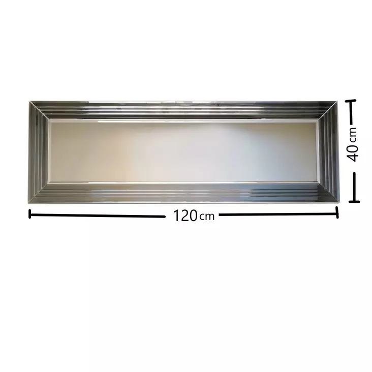 Hopeapeili 120x40 cm - Moderni ja Säädettävä MDF-seinäpeili, Asennusvalmis, Vaaka- ja Pystysuunnassa Säädettävä - Peilit - 8681875708387 - 1