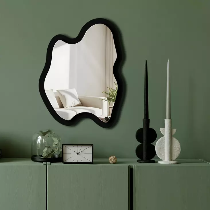 Hopeapeilinen Seinäkoriste: Tyylikäs 38x50 cm Plexiglas & EVA Peili Kaksipuolisilla Nauhoilla - Korosta Kotisi Eleganssia - Peilit - 8684283980857 - 1