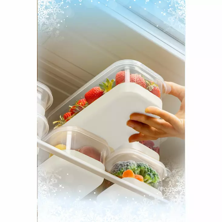 Jääkaapin Järjestelijäsetti (4 kpl) - Harmaa, 100% Muovi, BPA-vapaa, Koko 10,5x21,5x6,5 cm, Astianpesukoneen Kestävä - Eväsrasiat ja ruoansäilytysastiat - 8684283501397 - 1