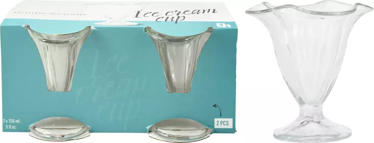 Jäätelökuppi lasi 150 ml setti 2 kpl - Tarjoiluastiat - 8721037044257 - 1