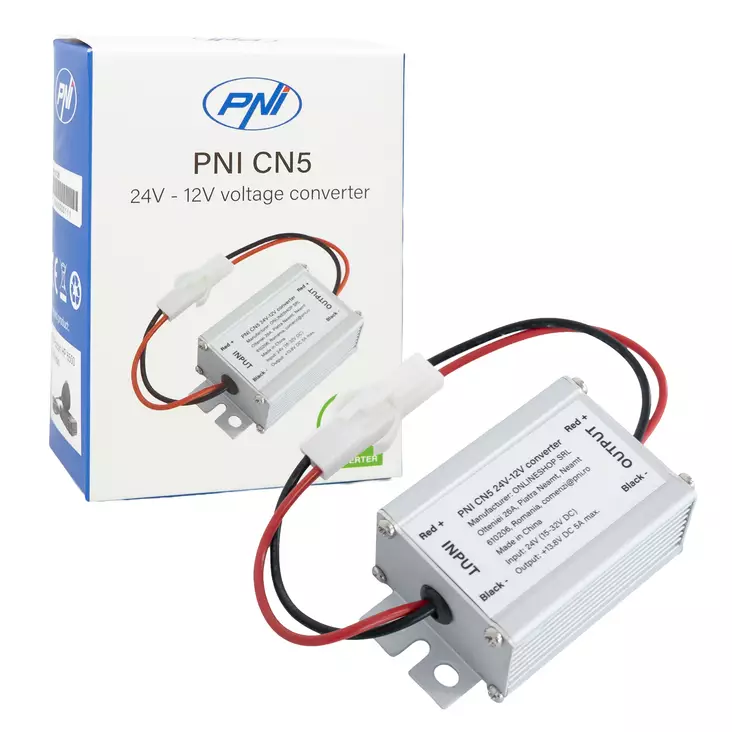 Jännitteenmuunnin PNI CN5, tulo 24 V, lähtö 12 V, virta 5 A - PNI tuotteet - 5949066544187 - 1