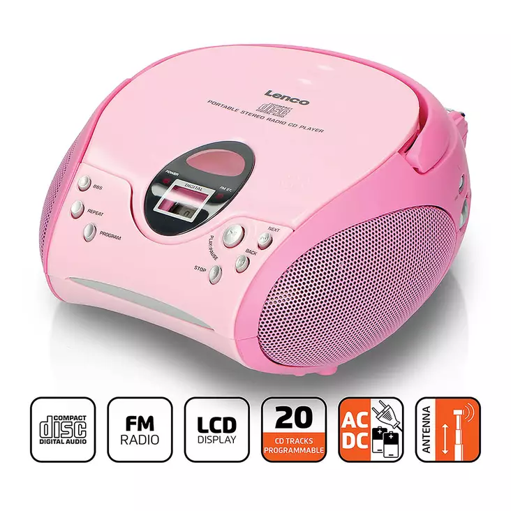 Kannettava FM-radio CD-levyllä Pink - Radiot ja MP3/4-soittimet - 8711902022107 - 1