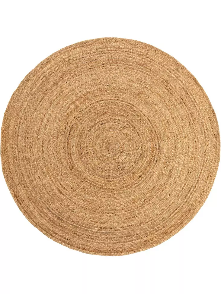 Käsinkudottu Jutematto 120x120 cm - Kamelinvärinen, 100% Jute, Helppohoitoinen, Tyylikäs ja Kestävä Sisustuselementti - Pyöreät matot - 8683342471497 - 1