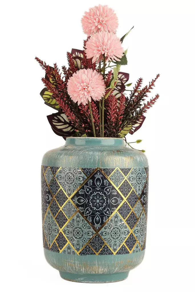 Käsinmaalattu Monivärinen Keraaminen Koriste Ruukku - 18,5 cm x 24 cm - Uniikki Sisustuselementti Kotiin - Kukka-amppelit ja maljakot - 8684283435807 - 1