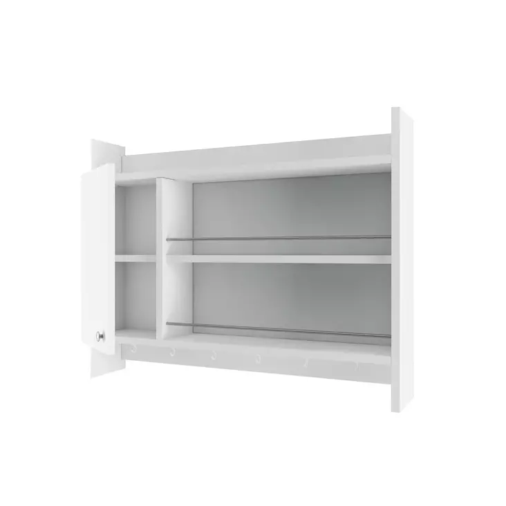 Keittiöhylly, valkoinen, 85 cm leveä, 15 cm syvä, 65 cm korkea, kestävä, tilava, seinäkiinnitettävä - Keittiöhyllyt - 8683342216067 - 1