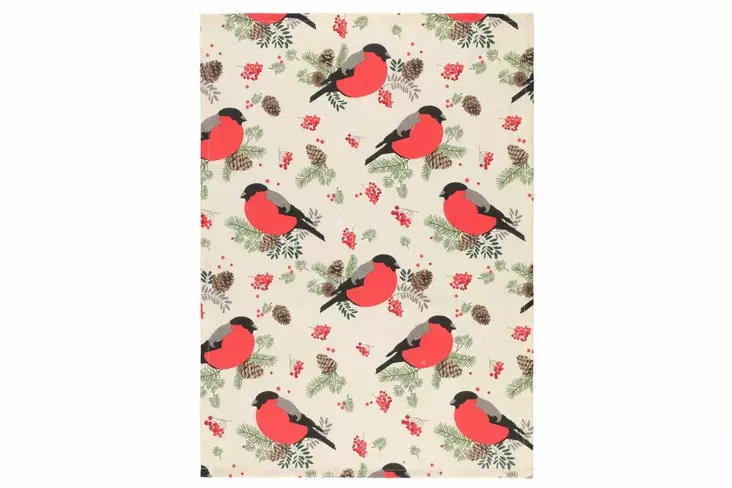 Keittiöpyyhe Punatulkku 50x70 cm - Joulukoristeet ja -tekstiilit - 6410416511887 - 1