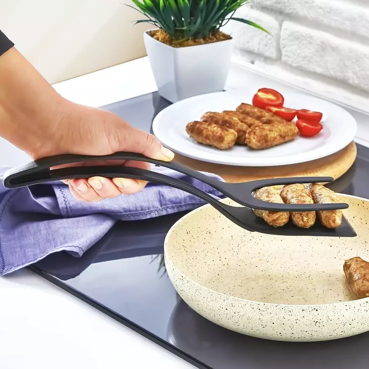 Keittiövälineet: Mustat Muovipihdit 26x4 cm - Kestävä ja Monikäyttöinen, Astianpesukoneen Kestävät, Ei Mikroaaltouuniin - Keittiötyövälineet - 8684282981077 - 1