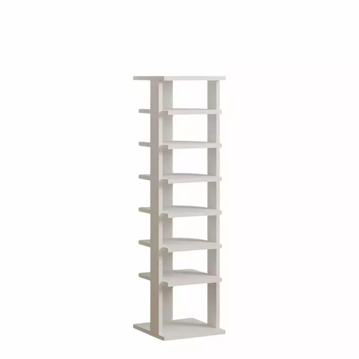 Kenkäkaappi Valkoinen 100% Melamiinipinnoitettu Lastulevy 18mm 29,6x110x29,6cm Useita Hyllyjä Lisäsäilytystilaa - Kenkäkaapit - 8684283803477 - 1