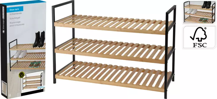 Kenkäteline bambua, 3 tasoa - Kenkätarvikkeet - 8721037278157 - 1