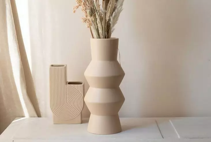 Keramiikkamaljakko, Kermanvärinen, 100% Keraaminen, 11x29x11 cm, Ajaton Sisustuselementti, Tyylikäs ja Kestävä - Kukka-amppelit ja maljakot - 8684282979937 - 1