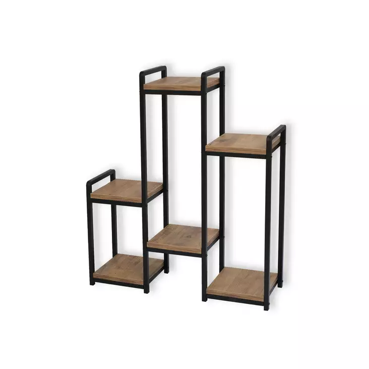 Koristeellinen Jardiniere, Huonekalut, Atlantic Pine Musta, 100% Melamiinipinnoitettu Lastulevy, 100% Metalli, 20x67x77 cm - Kukkatelineet ja kasvutuet - 8684282608387 - 1