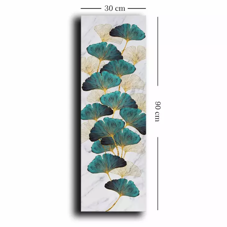 Koristeellinen kangasmaalaus, kulta vihreä valkoinen beige, 30 x 90 cm, kestävä, laadukas, elegantti - Taulut ja kehykset - 8683743825707 - 1