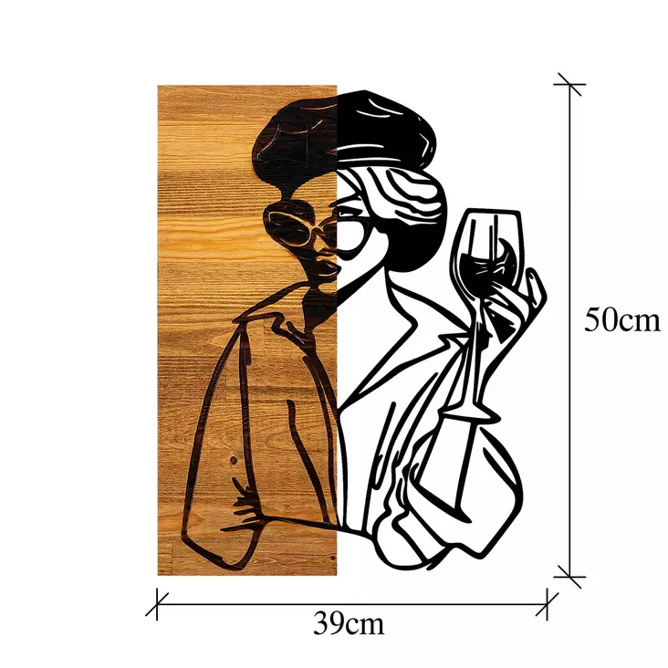 Koristeellinen Puinen Seinäkoriste Musta Vaalea Pähkinä 39x3x50 cm - 50% Puu 50% Metalli - Helppo Asennus - Koristeet, koriste-esineet - 8683342445917 - 1
