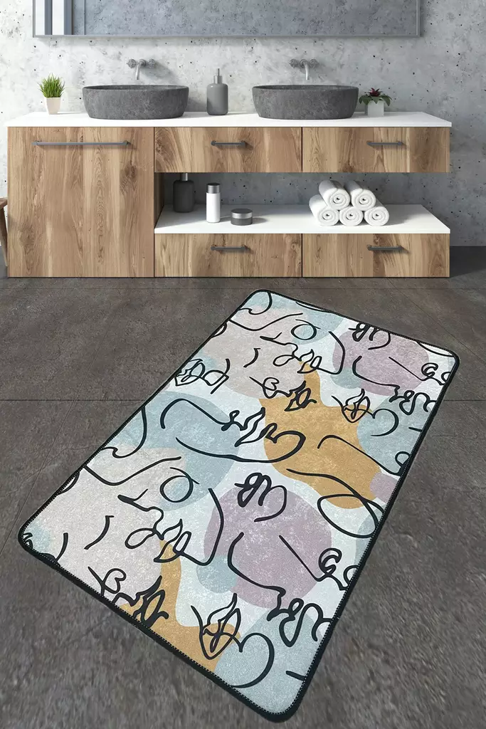 Kylpyhuonematto, monivärinen, 80 x 100 cm, pehmeä, liukumaton - Kylpyhuonematot ja kosteantilan matot - 8683743317097 - 1
