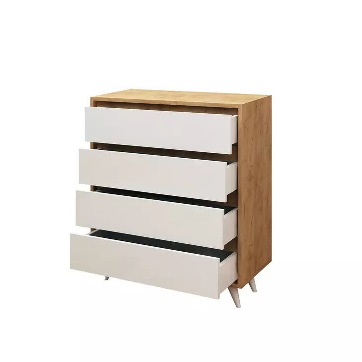 Lipasto, valkoinen tammi, 70 cm leveä, 86 cm korkea, 40 cm syvä, tilava, seinäkiinnitysmahdollisuus - Lipastot ja senkit - 8681875126747 - 1