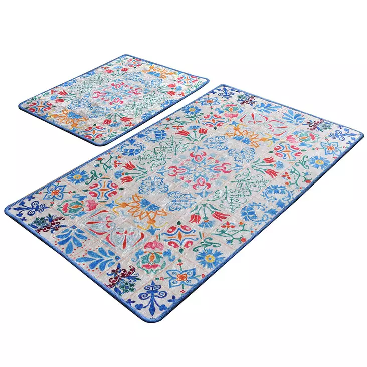 Luxus Kylpyhuonemattosetti (2 kpl), monivärinen, 50 x 60 cm ja 60 x 100 cm, antibakteerinen, liukumaton - Kylpyhuonematot ja kosteantilan matot - 8681875588637 - 1