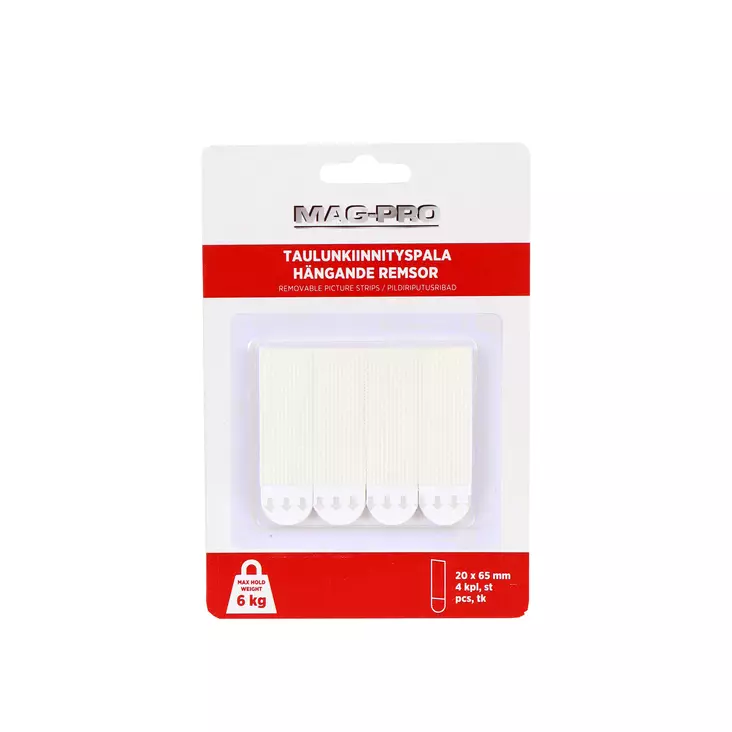 MagPro Taulunkiinnityspala 20x65mm 4kpl sarja valkoinen - Kiinnikkeet ja ruuvit - 6418536029947 - 1