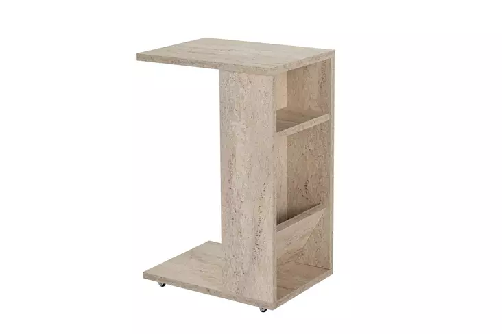 Marmorinen Sivupöytä - 100% Melamiinipinnoitettu Lastulevy, 18mm, 30x63x40cm, Pyörillä, Yksi Paketti, Tyylikäs ja Kestävä - Sivu- ja apupöydät - 8684283111237 - 1