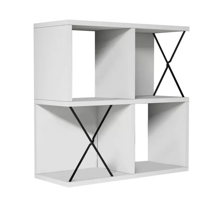 Moderni ja Tyylikäs Seinähylly - Valkoinen/Musta - 100% Melamiinipinnoitettu Lastulevy - 60x60x24 cm - Useita Hyllyjä - Seinähyllyt - 8681875555707 - 1