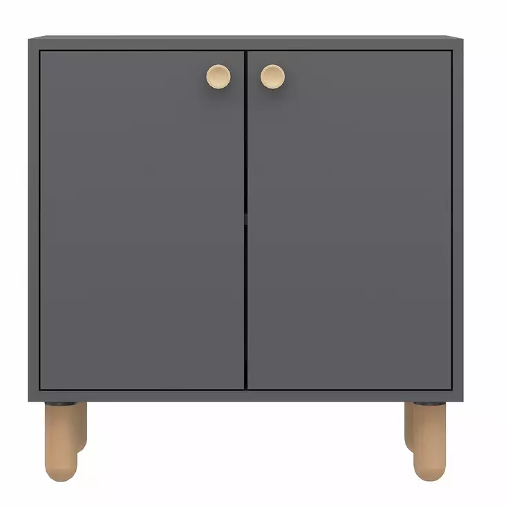 Monikäyttöinen Kaappi, Anthracite, 100% Melamiinipinnoitettu, 72x73x36 cm, Puujalat, 2 Hyllyä, Kiinnitettävä Seinäälle - Kaapit ja lipastot - 8684283800797 - 1