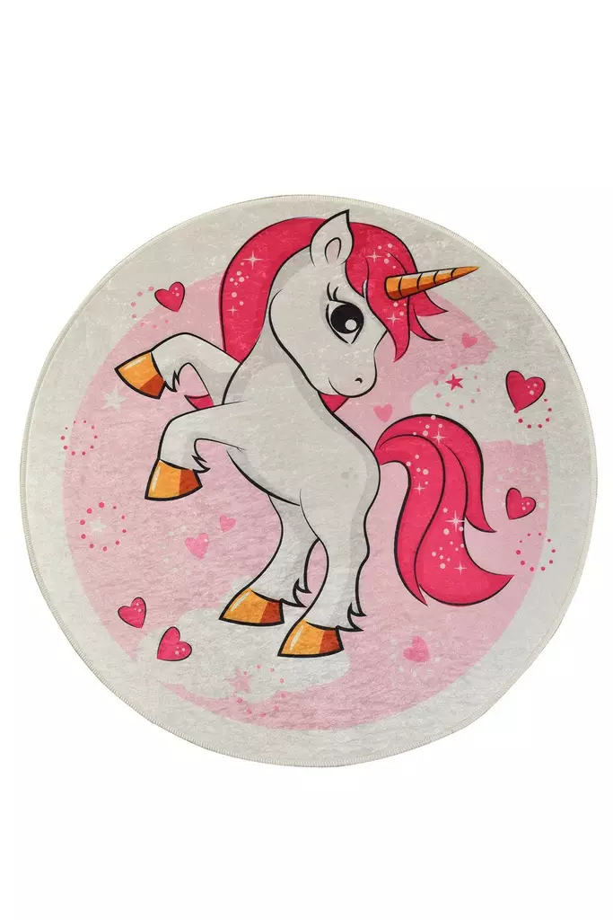 Monivärinen 140 cm Matto - 100% Polyesteri, Antibakteerinen, Konepestävä, Liukumaton, 10 mm Paksuus, Digitaalinen Painatus - Pyöreät matot - 8681875668537 - 1