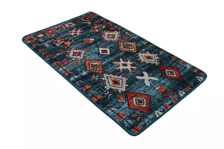 Monivärinen Antibakteerinen Kylpymatto 70x120 cm - 100% Polyesteri, 10 mm Nukka, Konepestävä, Liukumaton Alapuoli - Kylpyhuonematot ja kosteantilan matot - 8683342800617 - 1