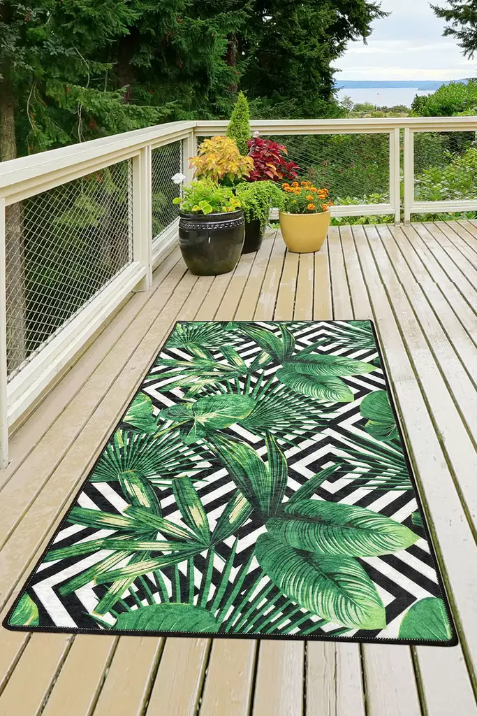 Monivärinen eteisen matto käytävämatto 80x200 cm - 100% Polyesteri, Antibakteerinen, Konepestävä, Liukumaton, 10 mm Paksuus - Pienet matot ja käytävämatot - 8681875893397 - 1