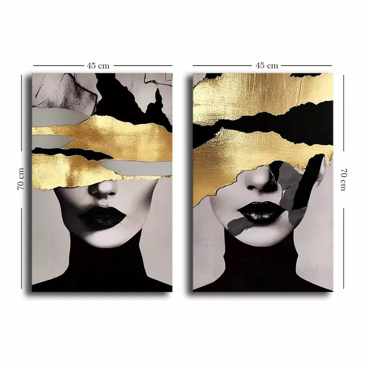 Monivärinen Koristeellinen Canvas-taulu 2-osainen Setti - 100% Canvas ja Mäntykehys - Koko 95x70 cm - Taulut ja kehykset - 8684282625537 - 1