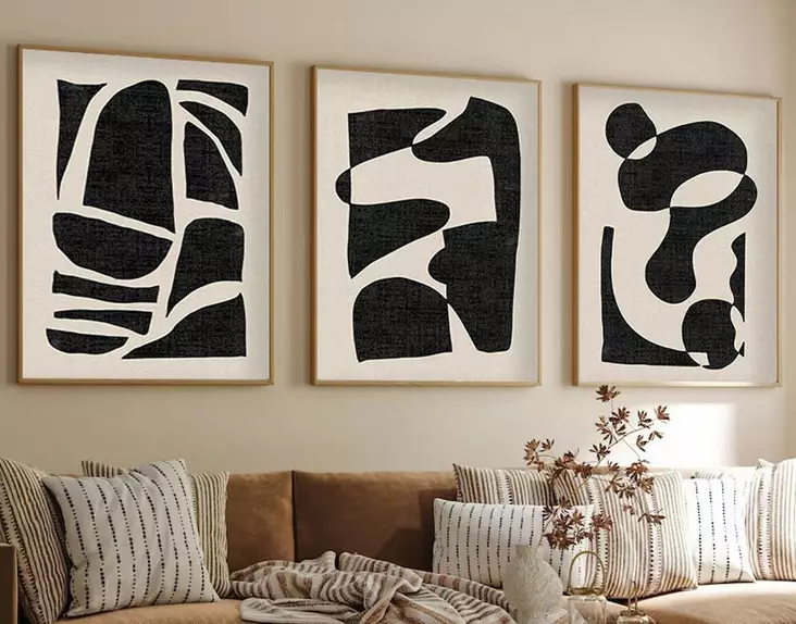Monivärinen MDF-seinäkoriste, 3-osainen, 50x70 cm, massiivipuukehys, kodin sisustus, taulu, seinätaide - Taulut ja kehykset - 8684282340447 - 1