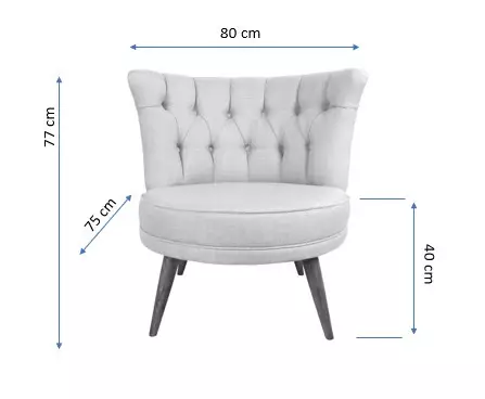 Nojatuoli, harmaa, 80 cm leveä, kestävä, helppohoitoinen - Nojatuolit - 8681875763317 - 1