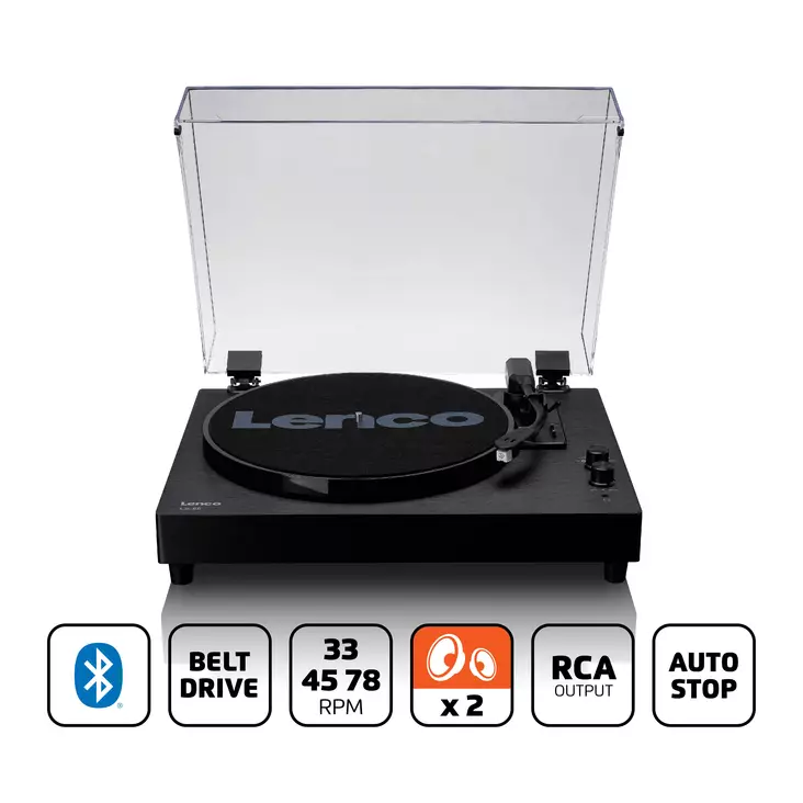 Puinen levysoitin, jossa on sisäänrakennetut kaiuttimet ja Bluetooth® - Levysoittimet ja neulat - 8711902090397 - 1