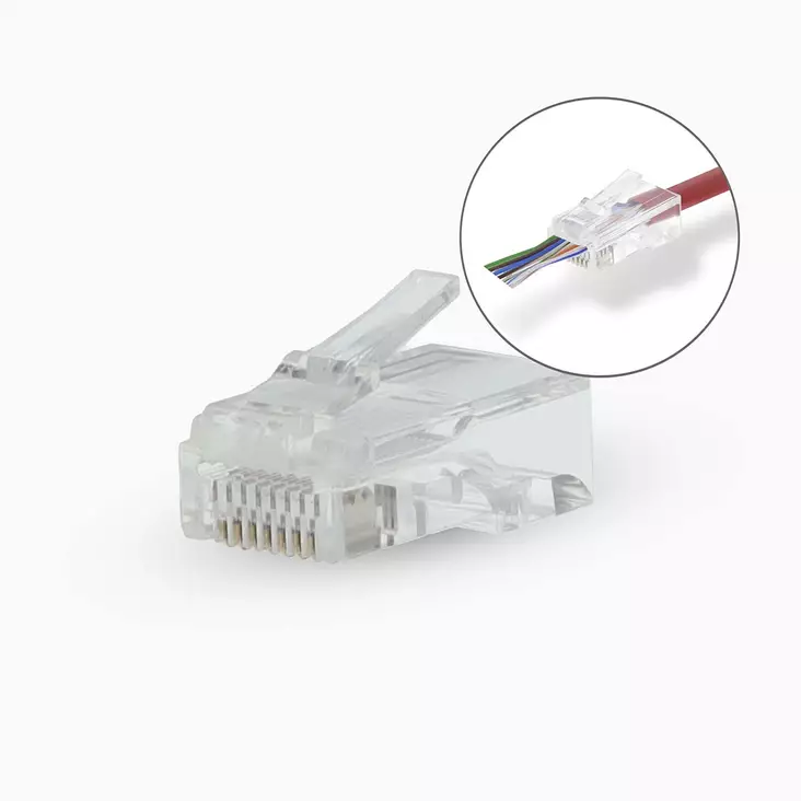 RJ45-liitin | RJ45 Pass Through | Monisäikeinen UTP CAT5 | Suora | Kullattu | 10 kpl | Polycarbonate | Läpikuultava | Laatikko - Tietokone ja verkko - 5412810424757 - 1
